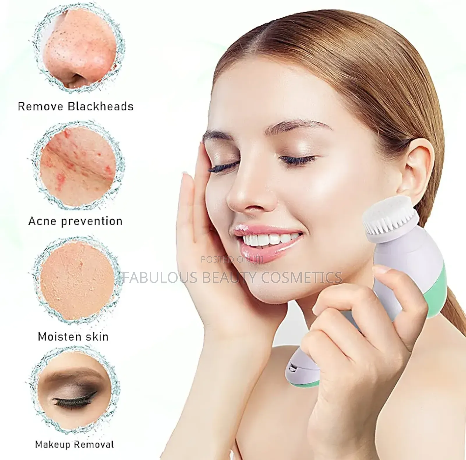 Painless Facial Brush Set Wt 4 Interchangeable Face Scrubber