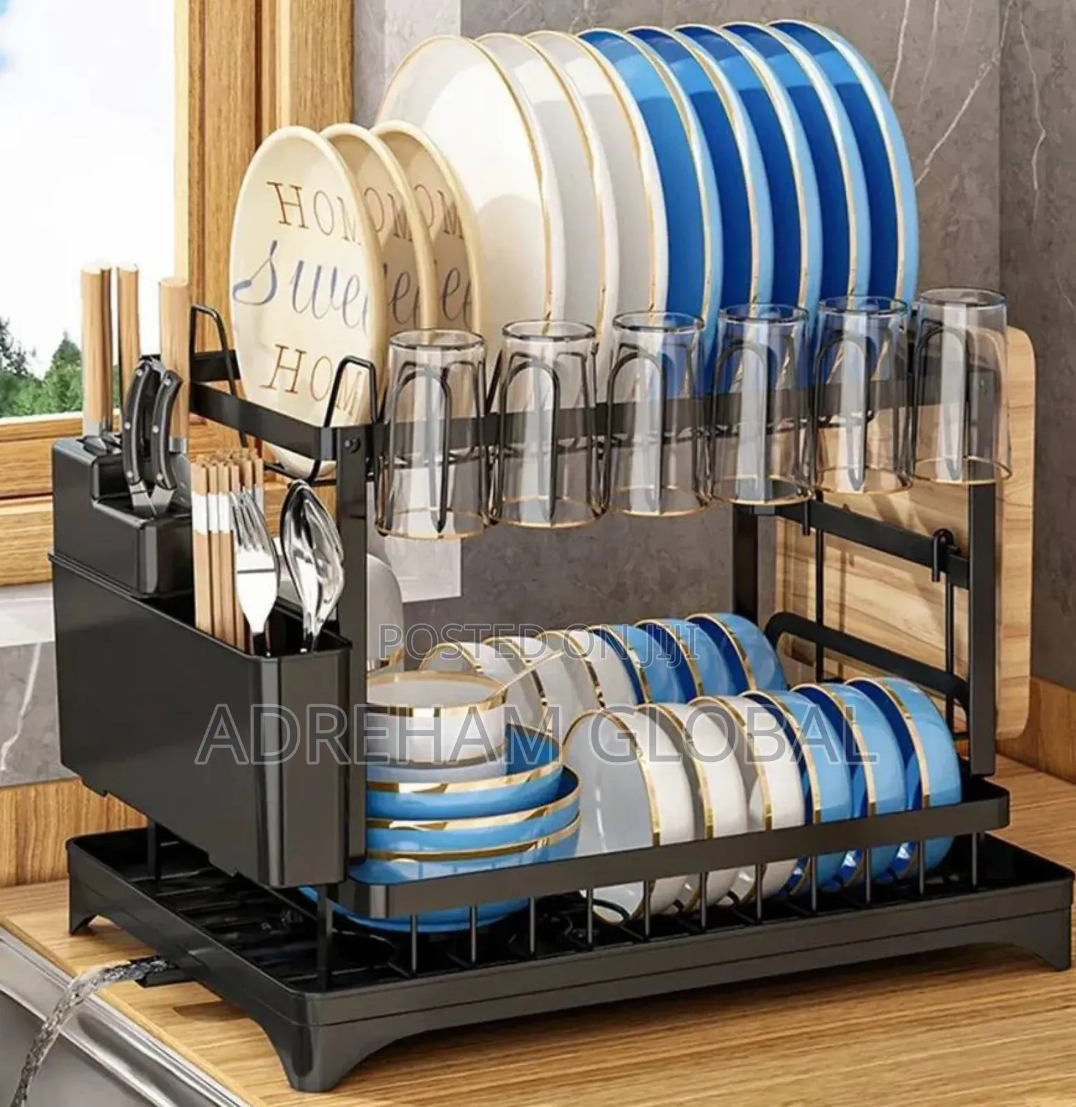 Storage Rack 2 Tier Dish Bowl Drainer Dish Drying Rack