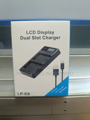 Lp-E6 LCD Display Dual Slot Battery Charger With Usb Output