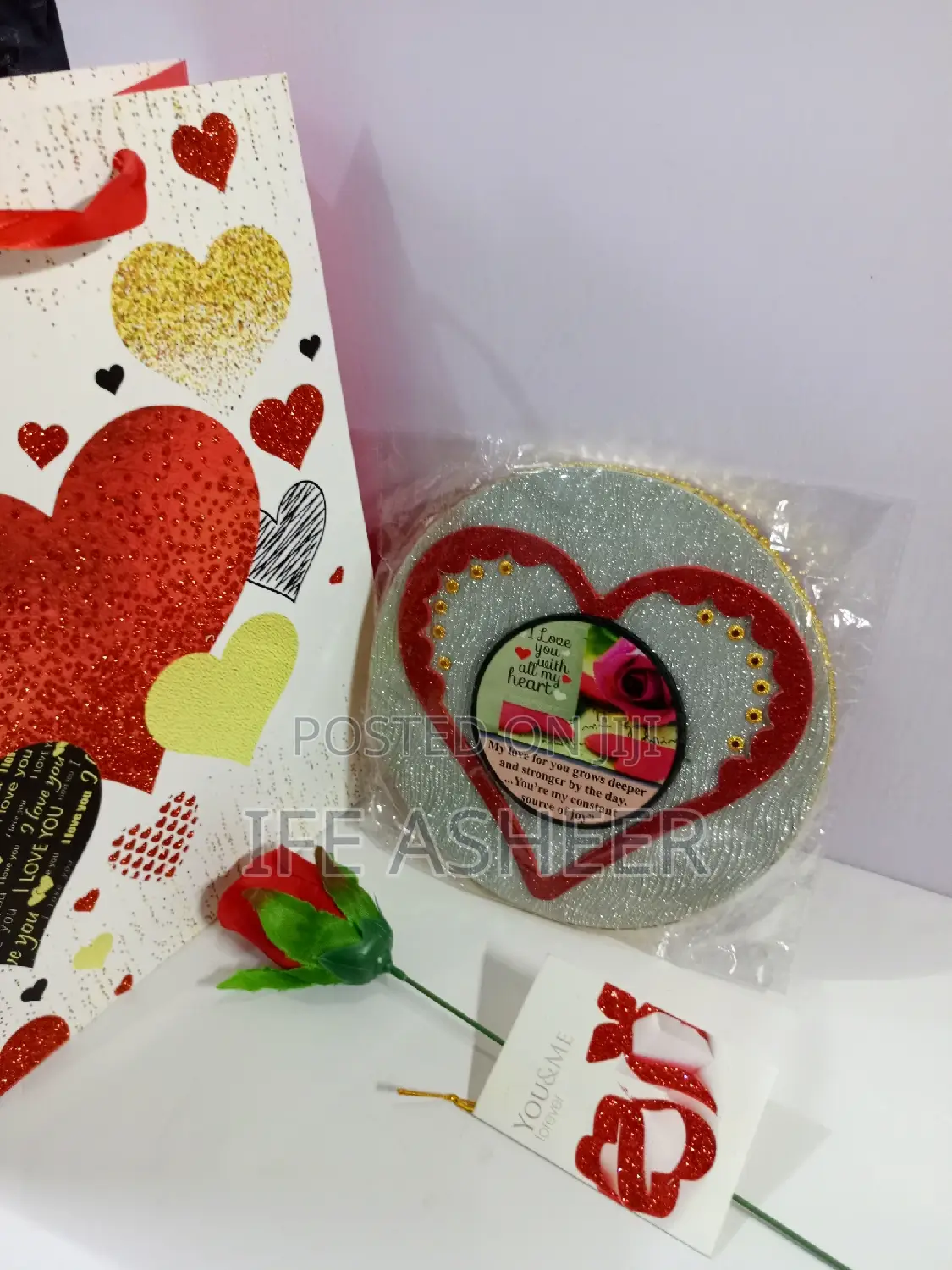 Lovers Package: Simple Frame Rose Flower in a Fancy Bag 03