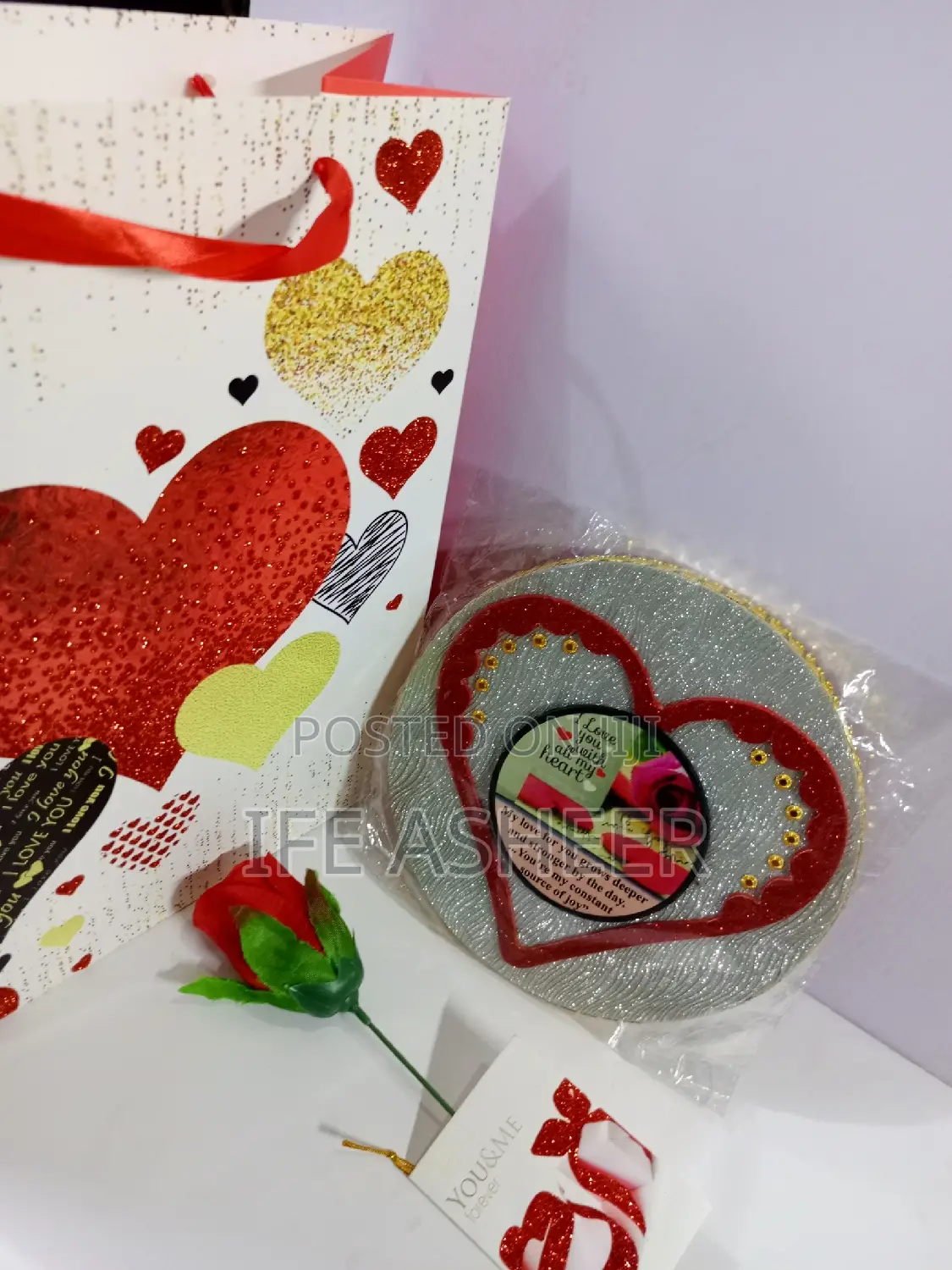 Lovers Package: Simple Frame Rose Flower in a Fancy Bag 03