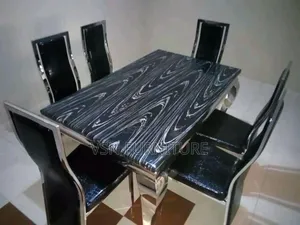Marble Dinning Table With Six Chairs Set