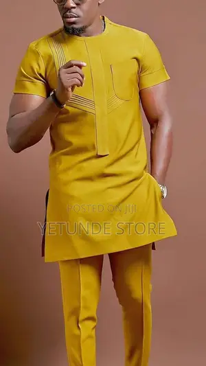 Caftan Short Sleeve Shirt Pants Native for Men
