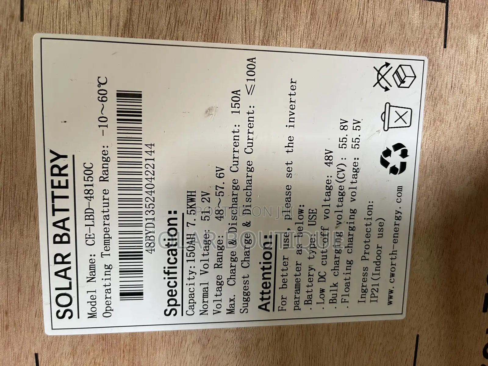 7.5kwh CWORTH Lithium Battery