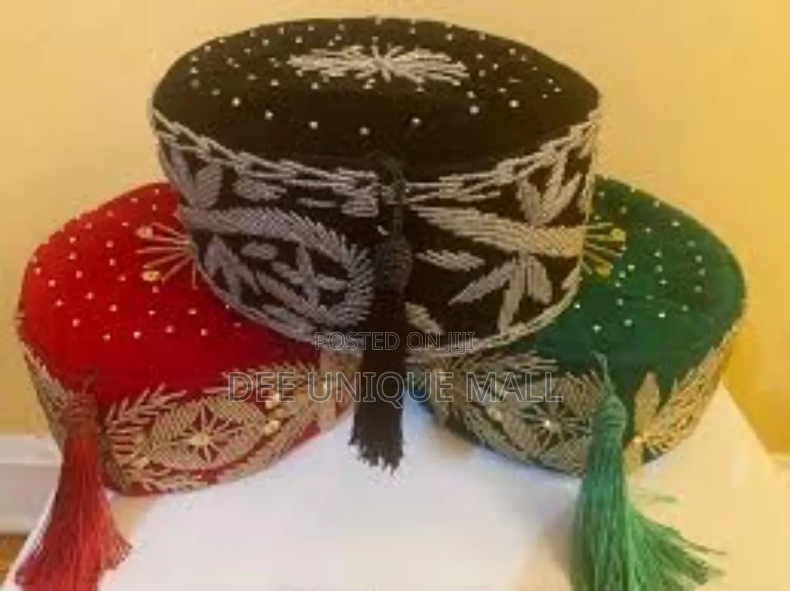Men Native Beaded Ozo Velvet Round Cap for All Occasions.