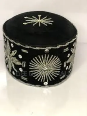 Men Native Beaded Ozo Velvet Round Cap for All Occasions.