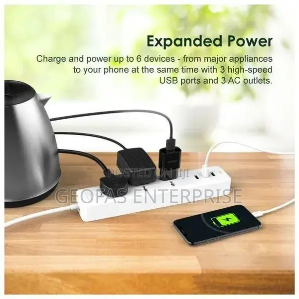 Oraimo Powerhub 3 6 Ports UK Power Strip Socket