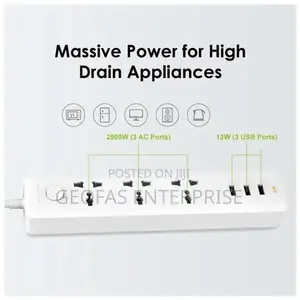 Oraimo Powerhub 3 6 Ports UK Power Strip Socket