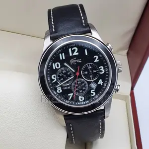 Original Lacoste Chronograph Black Leather Strap Watch