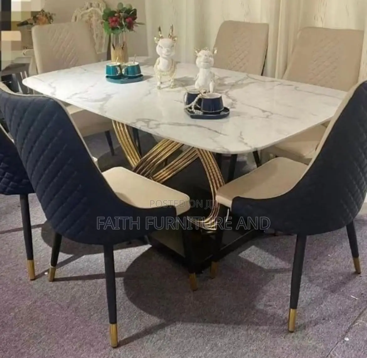Marble Dinning Table and 6 Chairs