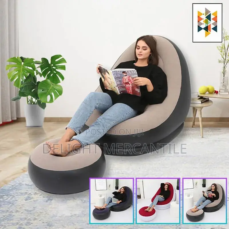 Inflatable Chair Sofa With Stool and Pump