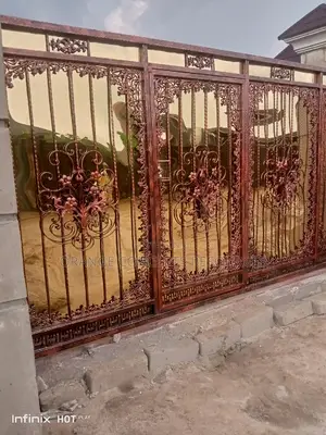 Pure Wrought Iron Gate With Gold Plate Built