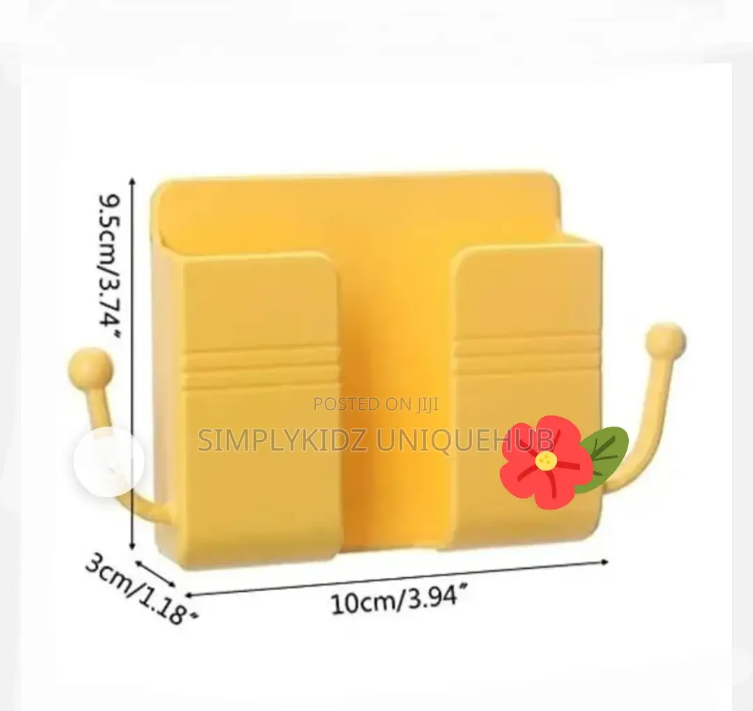 Wall Mount Phone Holder and Remote Organizer With Handle