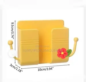Wall Mount Phone Holder and Remote Organizer With Handle