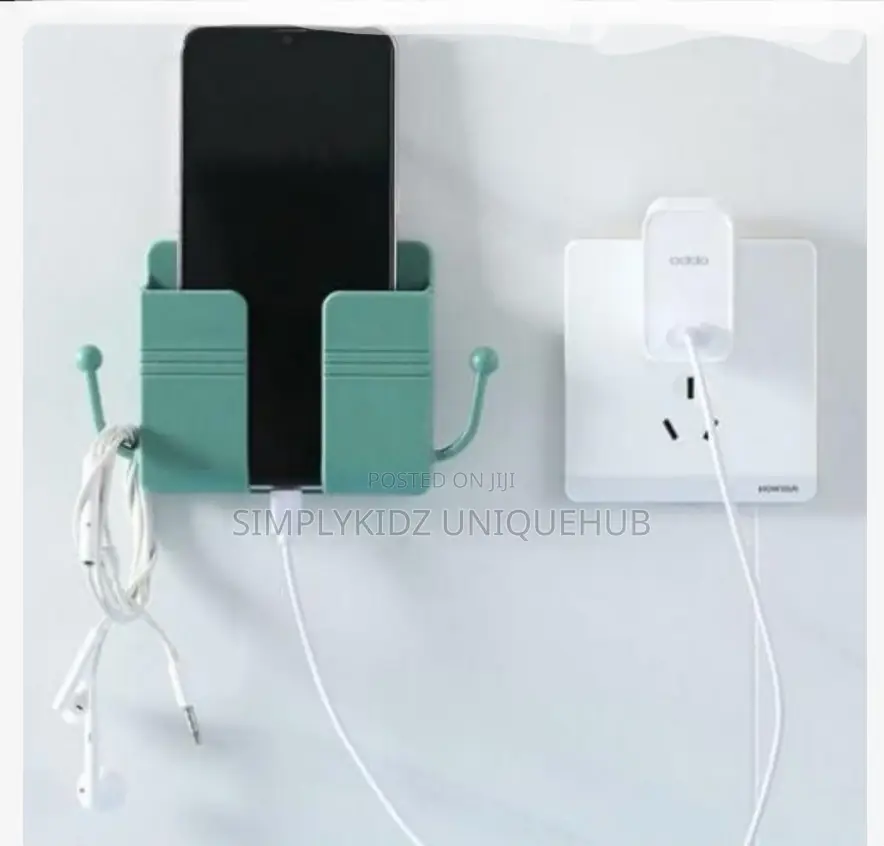 Wall Mount Phone Holder and Remote Organizer With Handle