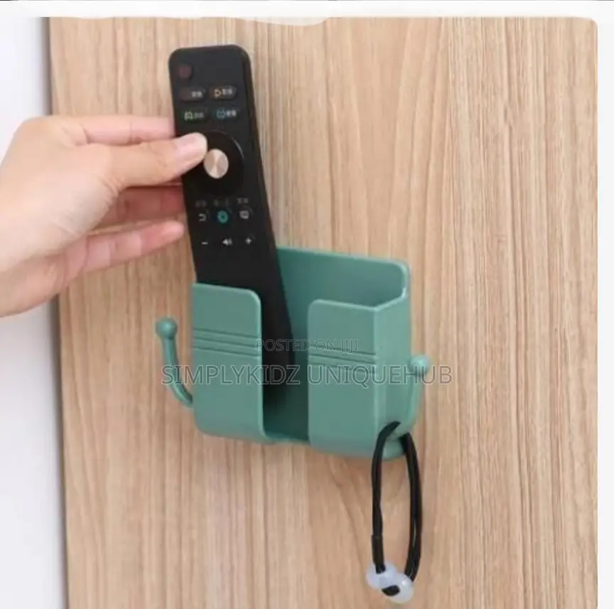 Wall Mount Phone Holder and Remote Organizer With Handle