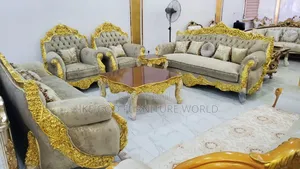Complete Set of High Classic Turkish Royal Fabric Sofa Chair
