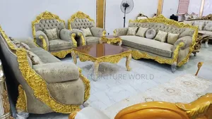 Complete Set of High Classic Turkish Royal Fabric Sofa Chair