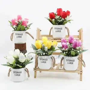 Artificial Flower Bonsai Plastic Bouquet Tulip Potted