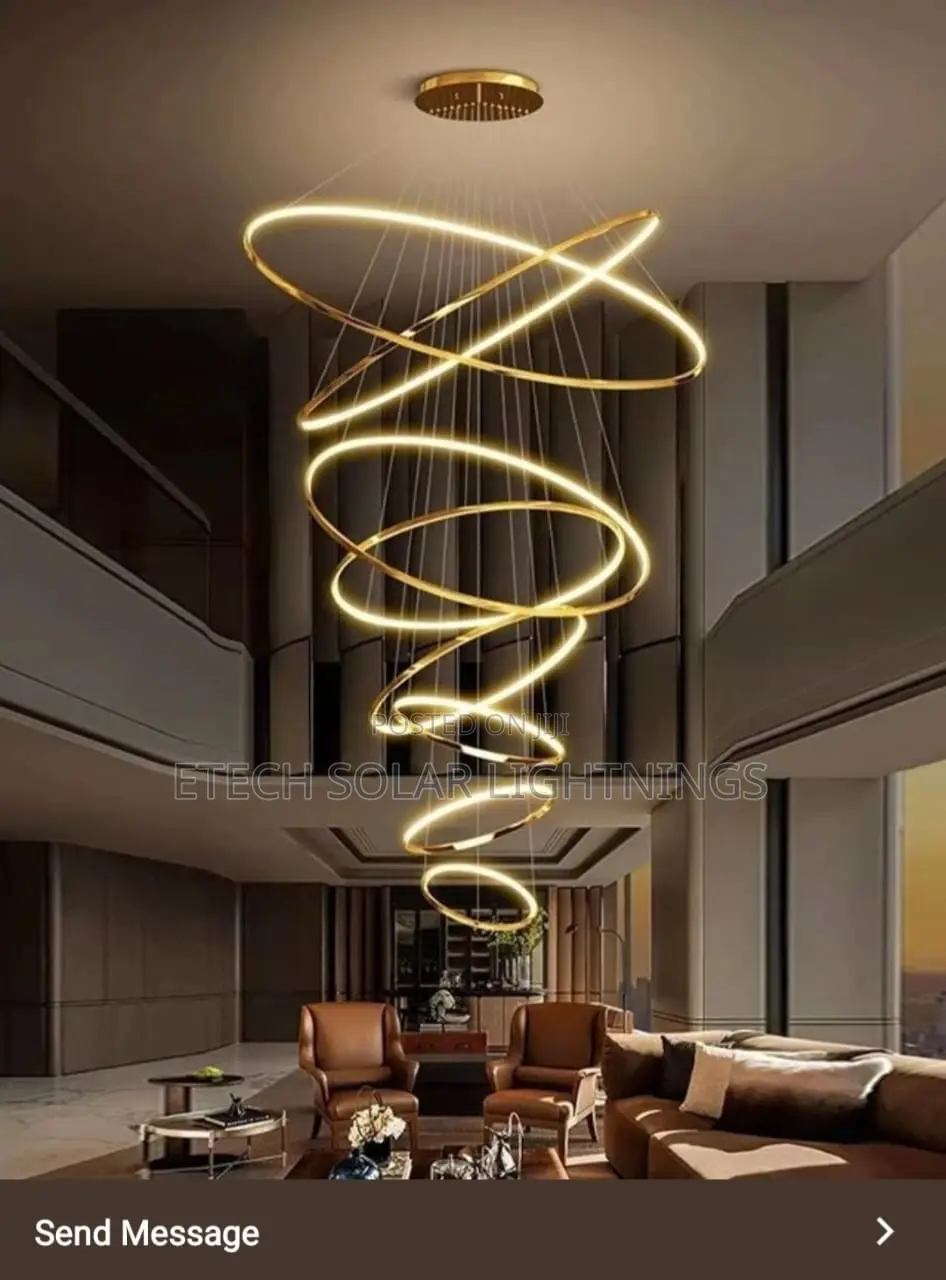 Modern Led Staircase 9 Ring Dropping Chandelier Light