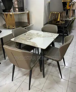 New Modern Marble Top 4 Seaters Dinning Set