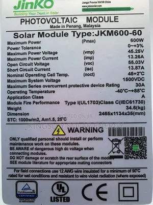 Jinko Solar Panel (Halfcut) 600watts