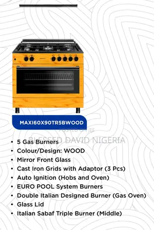 Maxi 60*90 5 Burner Gas Cooker Wood TR