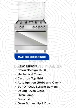 Maxi 60*90 5 Burner Gas Cooker Matte INOX TR