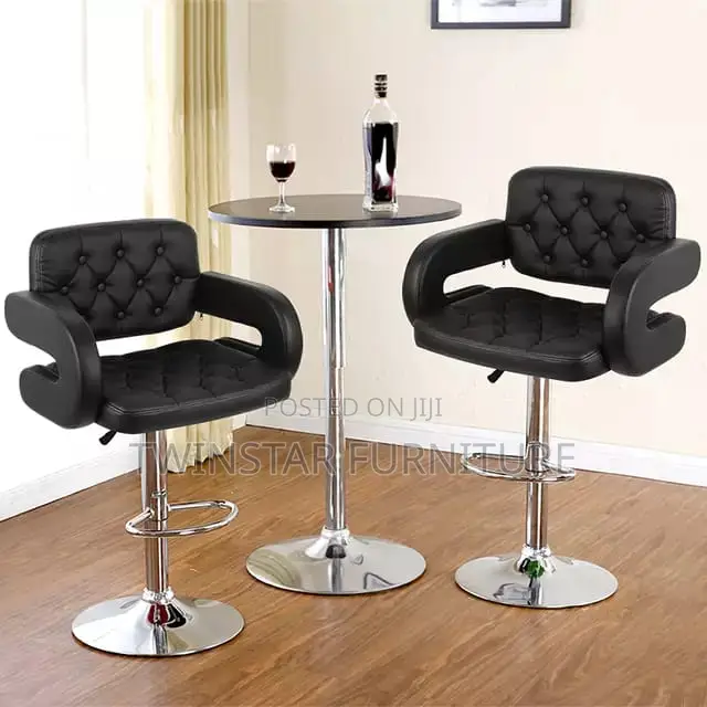 Modern Leather Bar Chairs With Table
