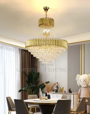 Crystal Hanging Chandelier Light, Gold And Black Available