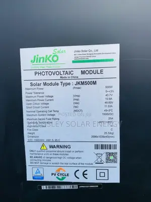 Jinko Solar Panel (Halfcut) 500watts