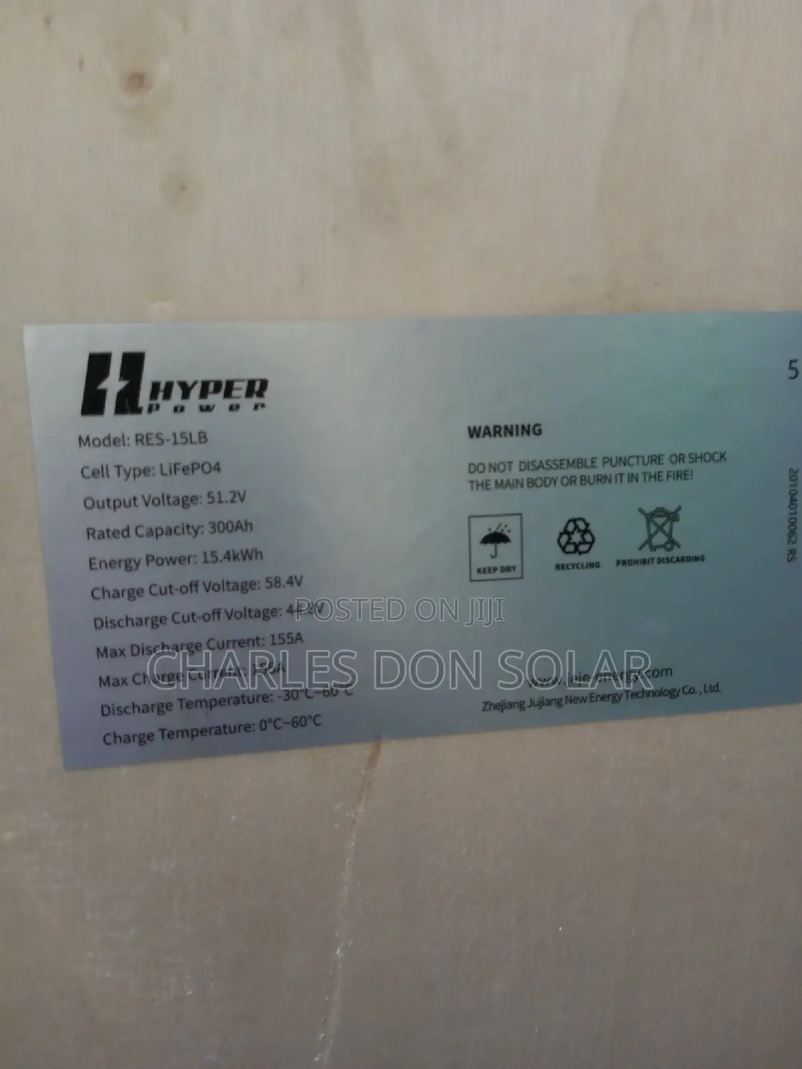 Hyper Lithium Ion Battery 15kwh 48v