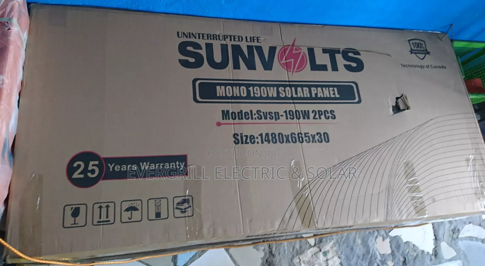 Sunvolts 190 Watt Solar Panel 36 Cells