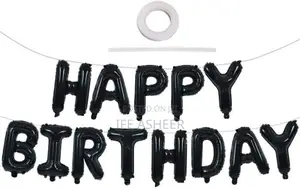Happy Birthday Balloon - Black, Gold, Silver, Blue, Pink