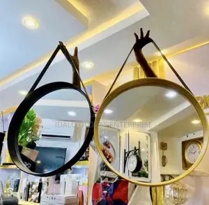 Round Golden Mirror With Big Belt Handle