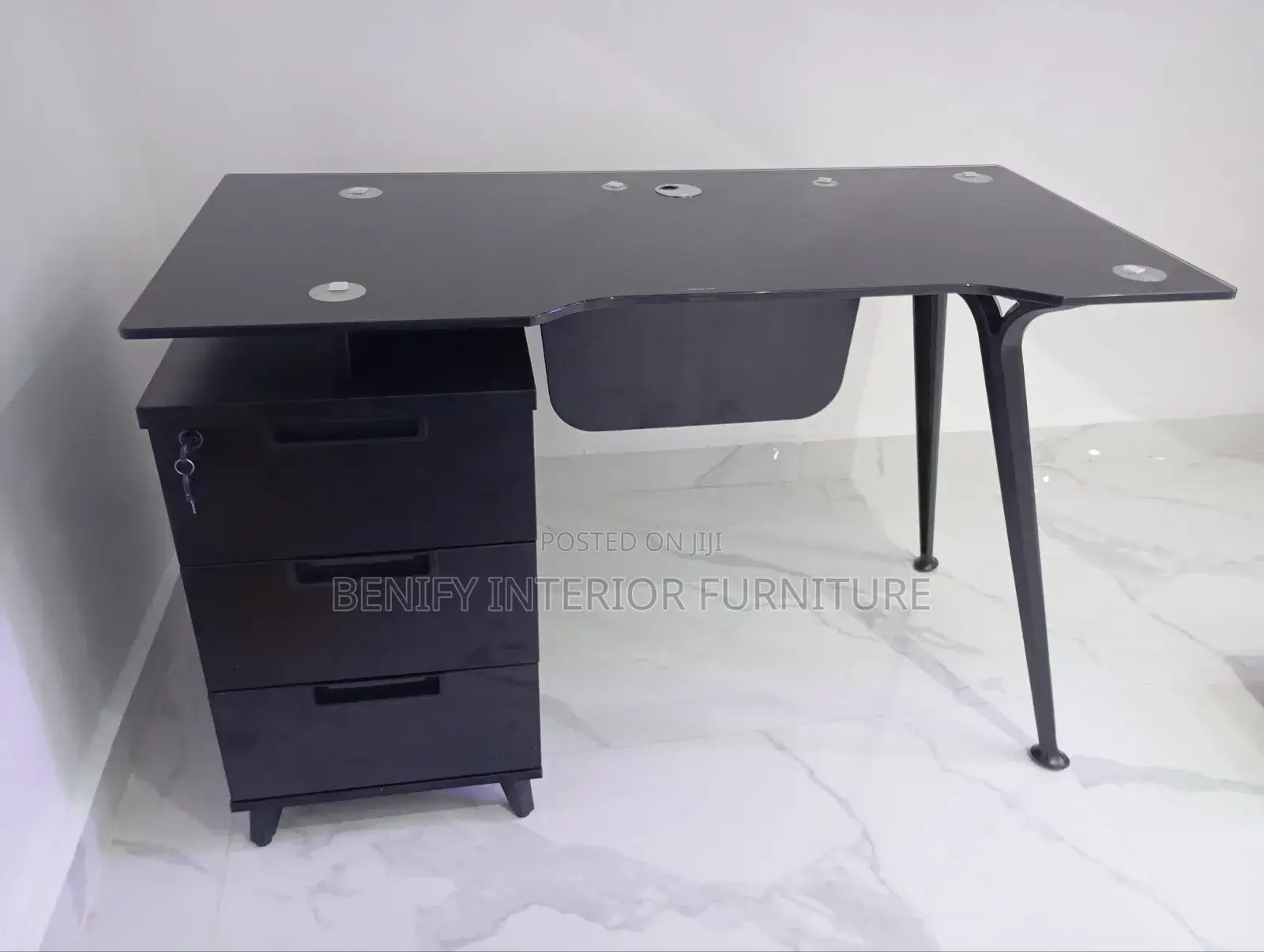 1.2 Meter Office Table With Glass Top