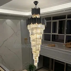 Modern Luxury Black Staircase Crystal Chandelier