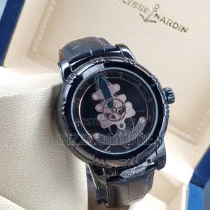 Original Ulysse Nardin Chronograph Black Leather Watch