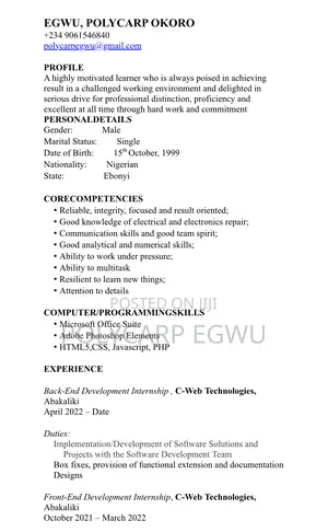 Computing IT CV