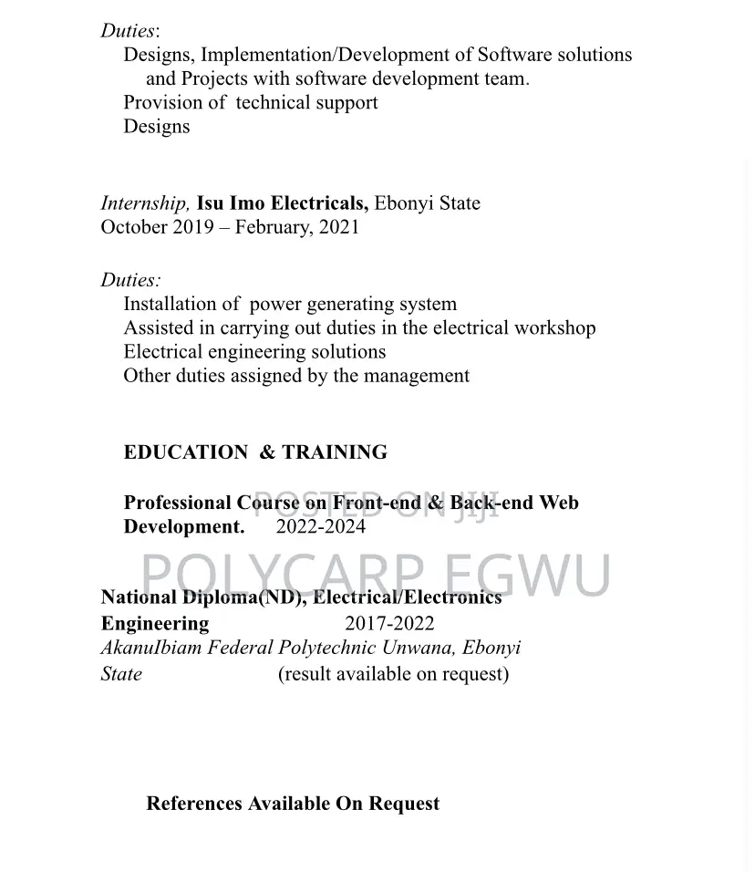 Computing IT CV