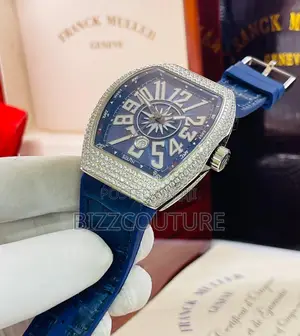 Original FRANCK Muller Blue Dail Blue Leather Strap Watch