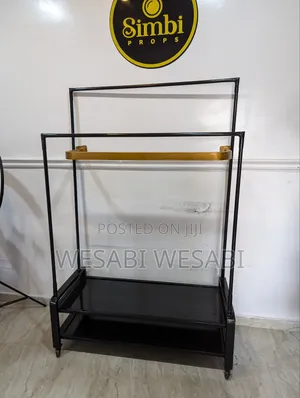 Double Pole Rack With Double Wooden Base