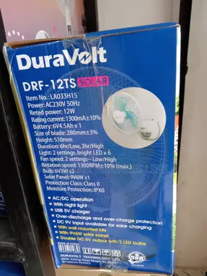 Duravolts Table Fan With Panel and 2led Bulbs