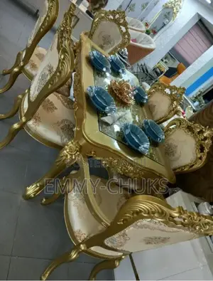 Gold Luxury Dinning Table and Chair's