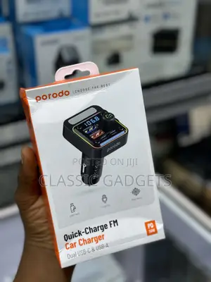 Porodo Smart Car Charger FM Transmitter With 24W PD Port