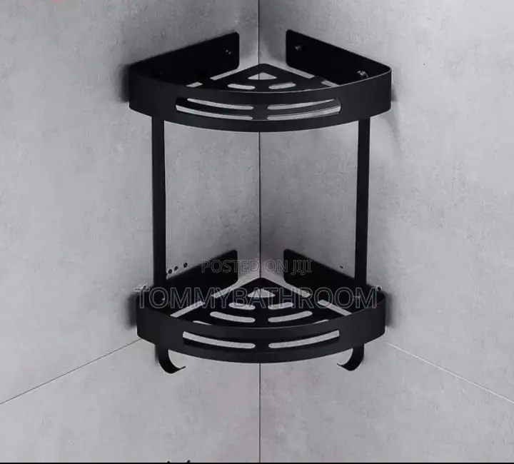 Black Corner Shelf Double Shelf