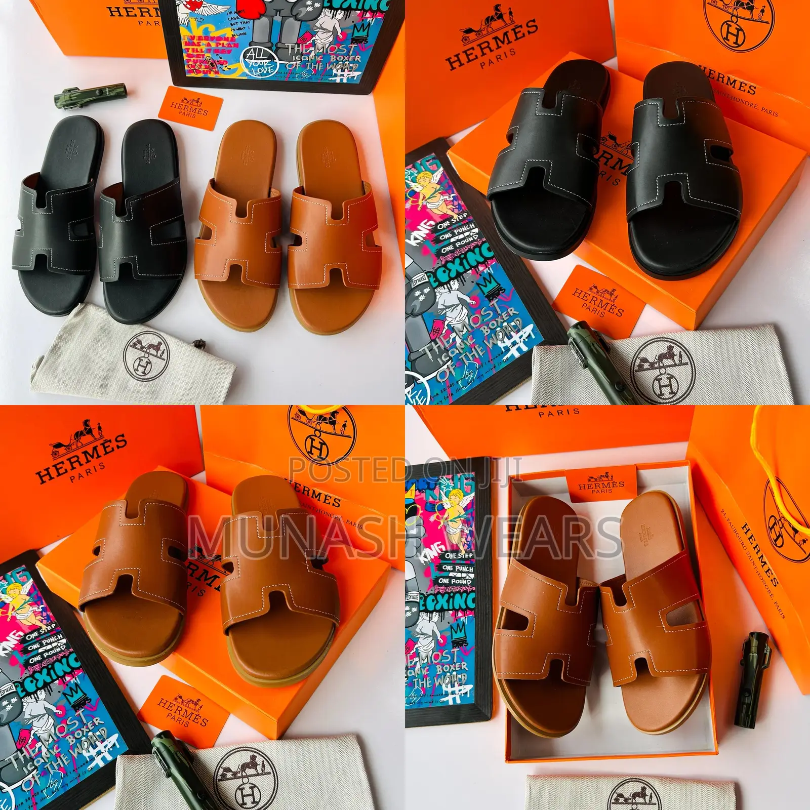Hermes Leather Slipers