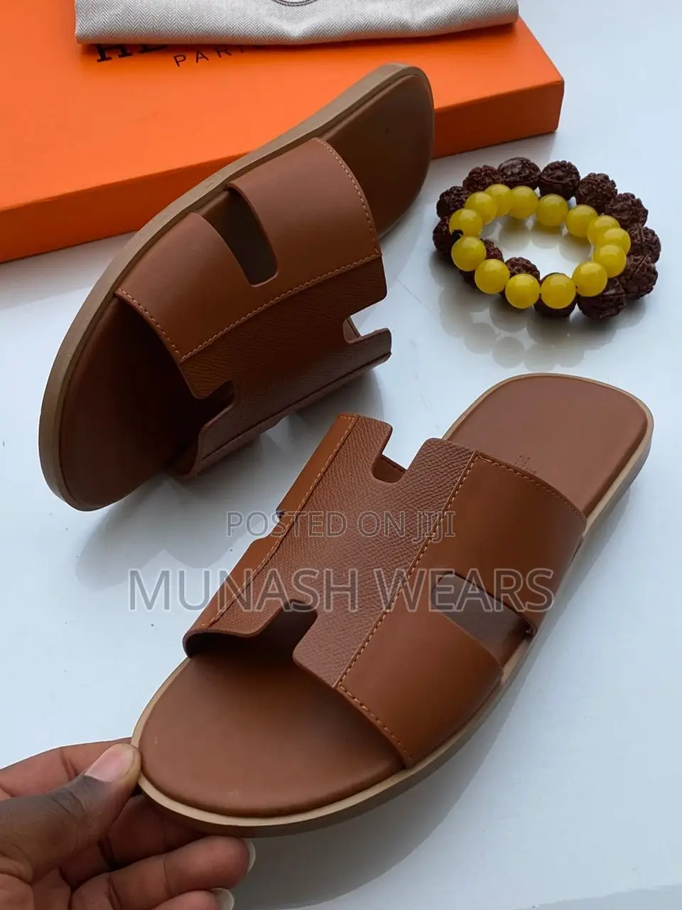 Original Leather Hermes Slipers
