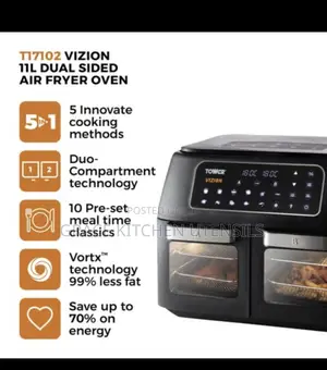 Tower Vortx Vizion11l Digital Dual Air Fryer Oven-2300w