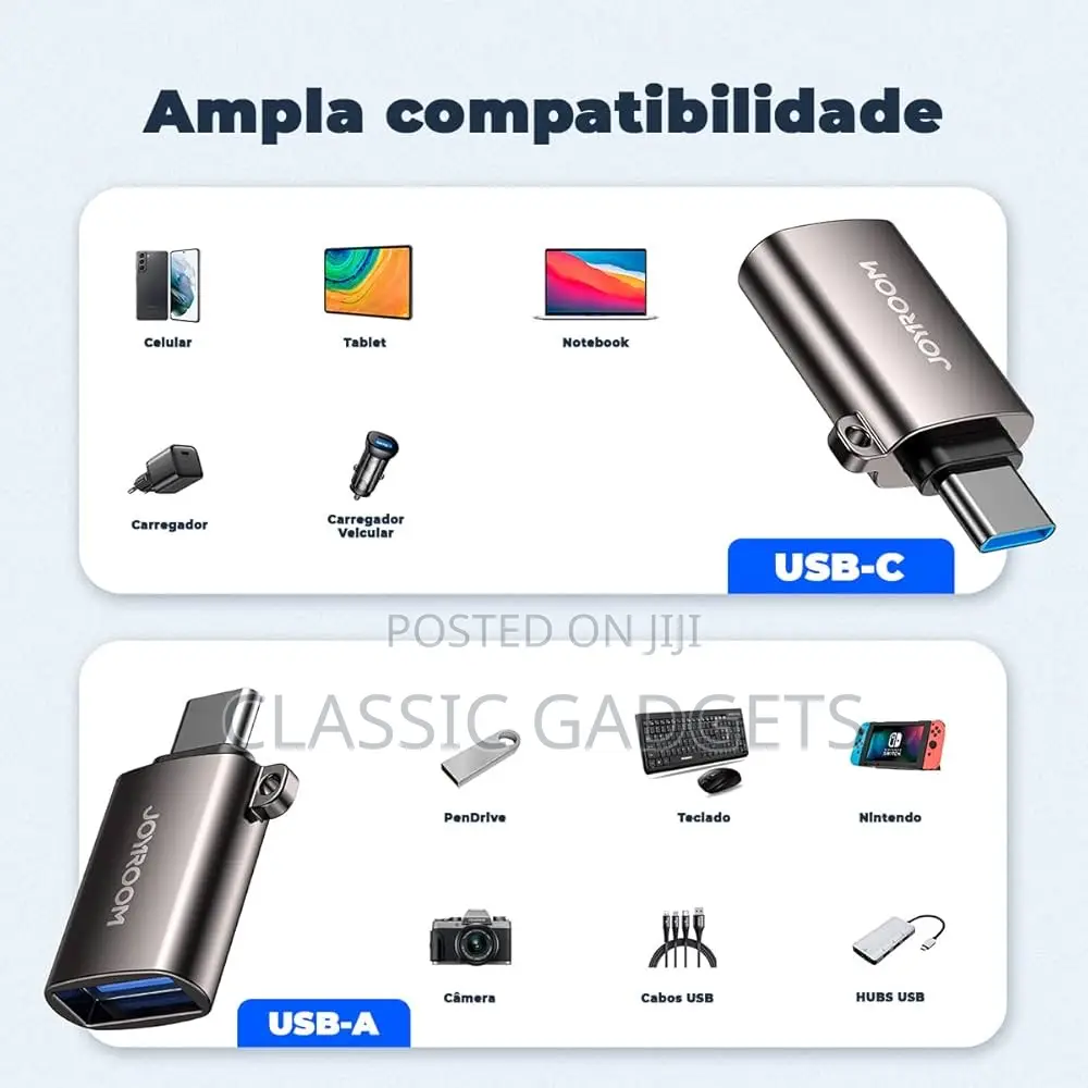 Joyroom S-H151 Type-C Male USB Female Preto Adapter
